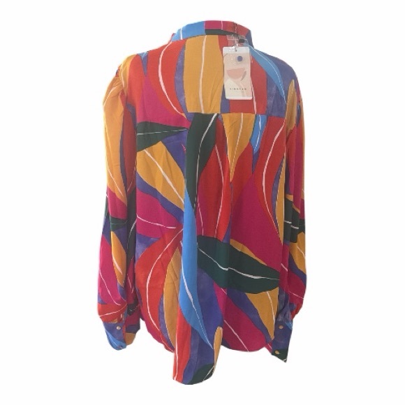 KIRUNDO Multicolor Leaf-Print Button-Down Shirt Women’s Size XXL - Picture 4 of 7